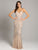Lara Dresses - 29911 Sleeveless V Neck Beaded Embellished Sheath Gown In Neutral and Silver