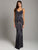 Lara Dresses - 29911 Sleeveless V Neck Beaded Embellished Sheath Gown In Blue and Gold