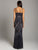 Lara Dresses - 29911 Sleeveless V Neck Beaded Embellished Sheath Gown In Blue and Gold