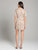 Lara Dresses - 29916 Beaded Short Sleeve V-neck Sheath Dress In Neutral