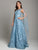 Lara Dresses - 29942 Beaded Lace Bateau Ballgown With Cape Detail In Blue