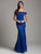 Lara Dresses - 29947 Lace Embellished Off-Shoulder Trumpet Dress in Blue