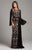 Lara Dresses - 29959 Lace Appliqued Caped Evening Gown in Black and Multi-Color