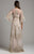 Lara Dresses - 29965 Bead Embellished Sheer A-Line Evening Gown in Gold and Silver