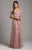 Lara Dresses - 29966 Floral Embellished V-neck Evening Dress in Purple