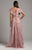 Lara Dresses - 29966 Floral Embellished V-neck Evening Dress in Purple