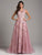 Lara Dresses Blossom Appliqued Illusion A-Line Gown 29968 In Purple