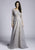Lara Dresses - 29977 Long Sleeve Bateau Illusion Floral Applique Gown In Gray and Silver