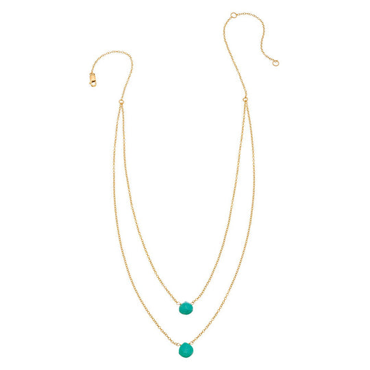 2 Tiny Gemstones Drape Necklace