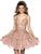 Intrigue by Blush - 614 V-Neck and Back Embellished Cocktail Dress In Pink and Gold
