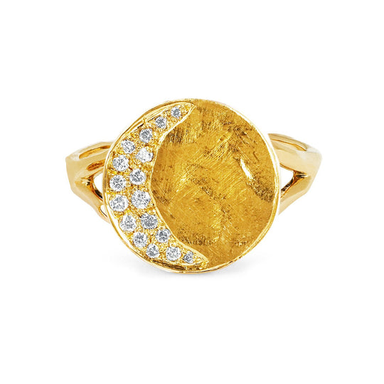 18k Waxing Crescent Moon Phase Coin Ring
