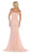 May Queen - MQ1596 Allover Lace Off Shoulder Lace Up back Mermaid Gown In Pink