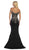 May Queen - MQ1609 Metallic Lace Appliqued Trumpet Gown In Black