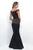 Alexia Designs - 4260 Sequined Off-Shoulder Satin Mermaid Dress In Black