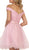 May Queen - MQ1565 Off Shoulder Beaded Tulle Cocktail Dress In Purple