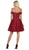 May Queen - MQ1634 Embellished Plunging Off-Shoulder A-line Dress In Red