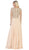 May Queen - MQ1615B Applique Long Sleeve A-line Dress In Nude
