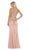 May Queen - MQ1641 Gilt-Embroidered Lace Halter Gown In Pink