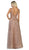 May Queen - RQ7769 Embellished Deep V-neck Pleated Ballgown In Neutral