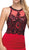 Black Contrast Appliqued Sheath Evening Gown - ADASA
