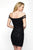 Blush Black - B101 Beaded Jersey Off-Shoulder Fitted Dress