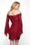 Blush Black - B104 Beaded Lace Off-Shoulder Jersey Fitted Dress