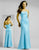 Alexia Designs - 902 Strapless Pleated Bodice Beaded Satin Gown In Blue