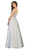 May Queen - MQ1685 Sleeveless Beaded Mesh Lace Back A-Line Satin Gown In Silver