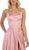 May Queen - MQ1642 Halter Neck Tie String Back A-Line Satin Gown In Pink