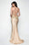 Blush - 11630 Embellished Lace V-neck Satin Trumpet Dress
