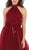 May Queen - RQ7669 High Neck Pleated A-Line Evening Gown In Red