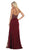 May Queen - MQ1633 Gilded Filigree High Slit Long Gown In Red