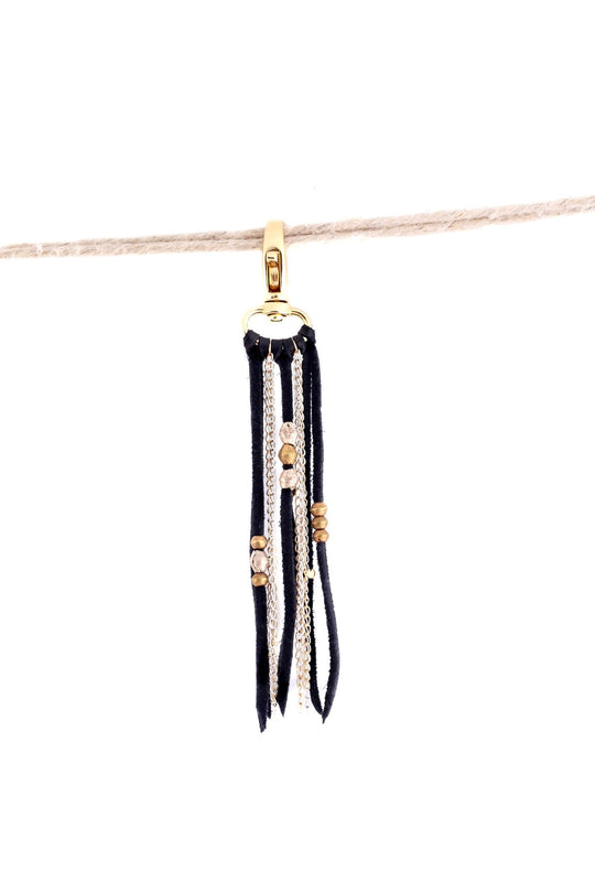 Black Leather & Mixed Metal Purse Jewelry