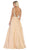 May Queen - MQ1632 Beaded V-Neck Pleated Ballgown In Nude