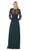 May Queen - MQ1637 Illusion Quarter Sleeve Appliqued Sheath Gown In Green