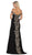 May Queen - MQ1640 Applique Off-Shoulder Trumpet Dress In Black