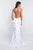 Blush - C1030 Sleeveless Beaded Halter Ruffle Sheath Dress In White