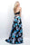 Blush - Floral Sweetheart Satin A-Line Gown 11220 In Black and Multi-Color