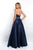 Blush - 5660 Embellished Strapless A-line Dress In Blue
