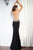 Janique 1601  Beaded Sheer Long Gown With High Slit in Black