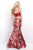 Blush - Two-Piece Floral Sweetheart Mikado Trumpet Gown 11267 in Red and Multi-Color