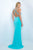Blush - Jeweled Halter Neck Jersey Sheath Gown 11081 in Blue
