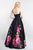 Blush - C1039 Floral Printed Sweetheart High Low Ballgown In Black and Pink