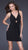 La Femme - Bead Embellished Ruched V-neck Short Dress 16855 in Black