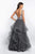 Blush - 5653 Bedazzled V-neck A-line Dress In Gray and Silver