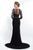 Blush - S2027 Beaded Sheer Jewel Neck Jersey Fitted Gown In Black