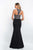Blush - C1024 Multi-Colored Beaded High Neck Mermaid Gown In Black