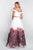 Intrigue - 445 Off the Shoulder Floral Printed Organza Prom Gown In White and Multi-Color