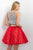 Blush - Two-Piece Beaded Jewel Neck A-Line Dress 11185 In Silver and Pink