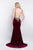 Blush - C1027 Crystal Beaded V-neck Mermaid Dress In Red